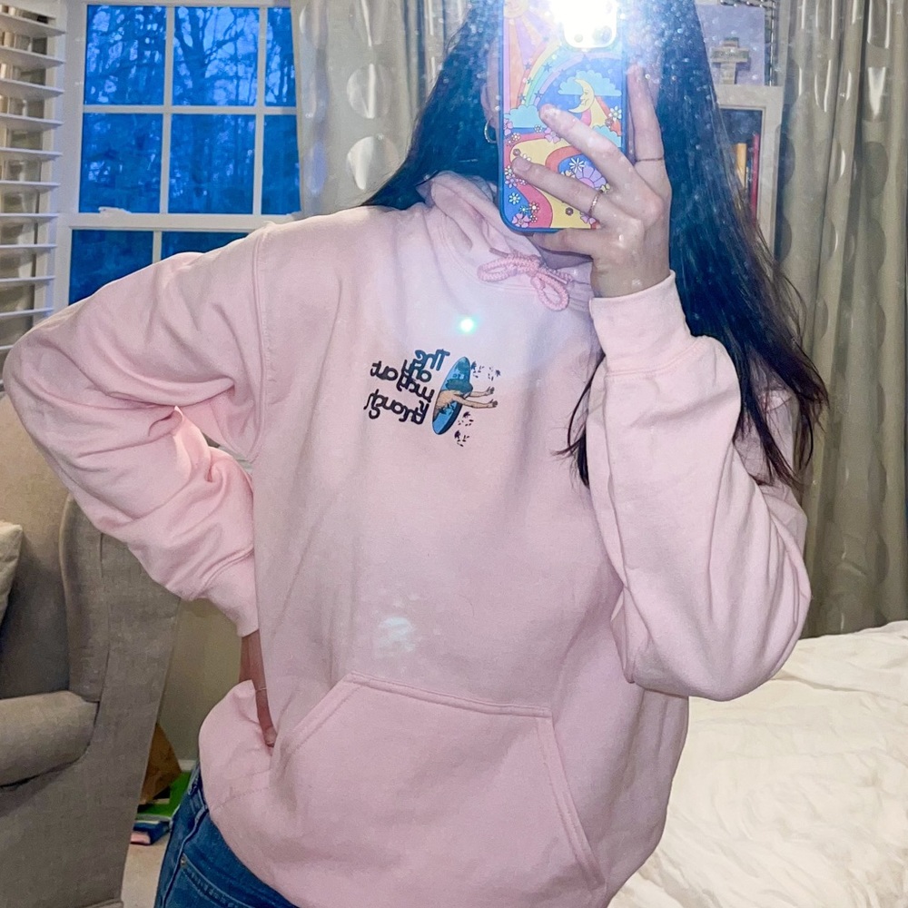 “The Only Way Out is Through” Pink hoodie / Trendy sweatshirt / VSCO hoodie